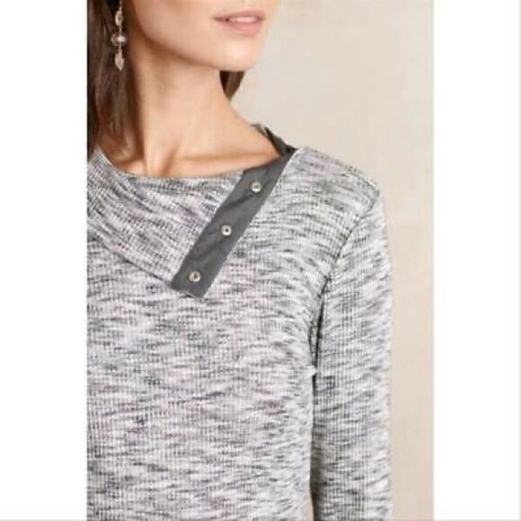 Anthropologie | Dolan Left Coast Snap-Neck Pullover Marled Gray Sweater | S - Picture 3 of 8